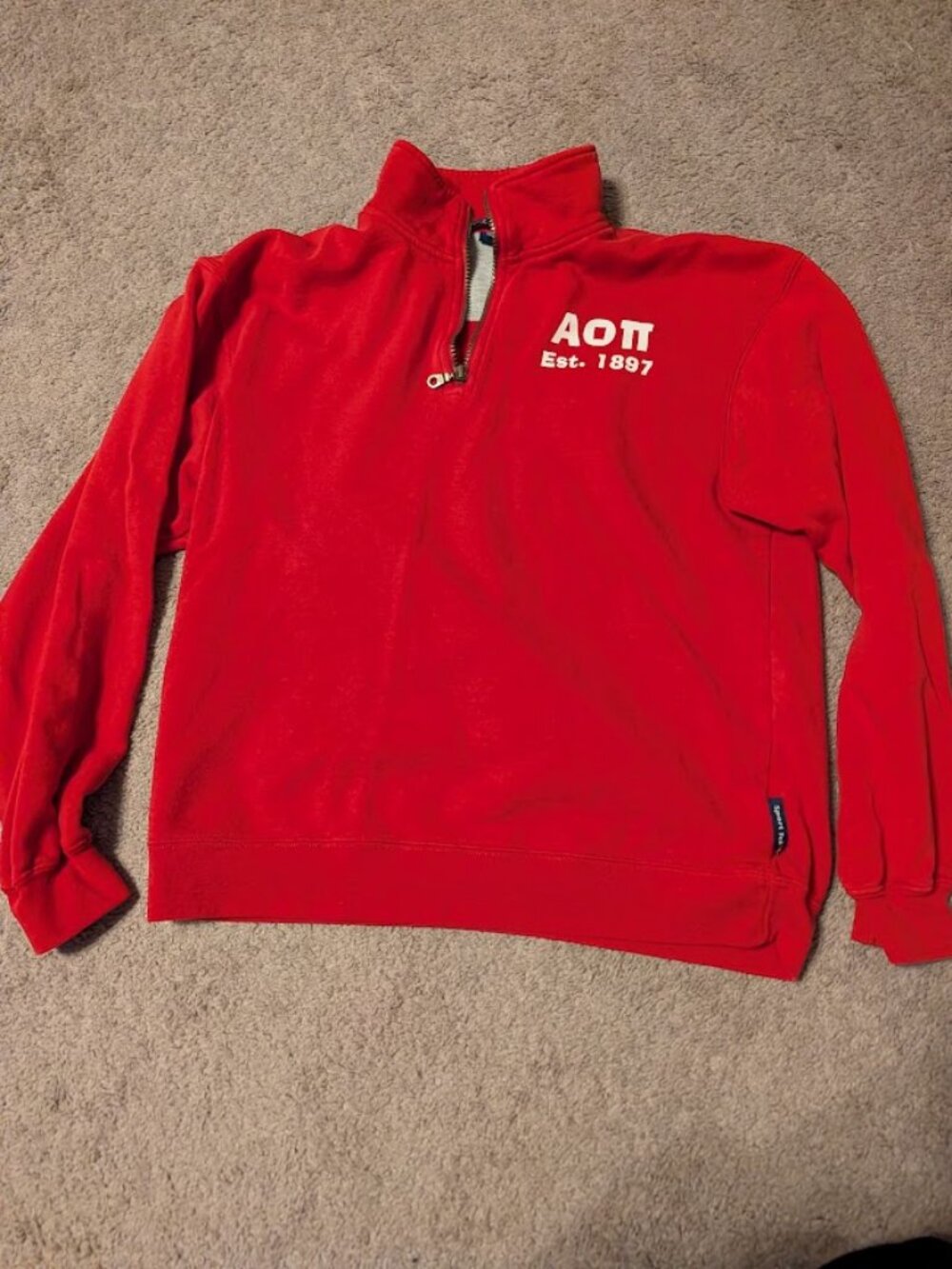 Alpha Omicron Pi AOII Quarter Zip Pullover Red Women’s Small Sorority
